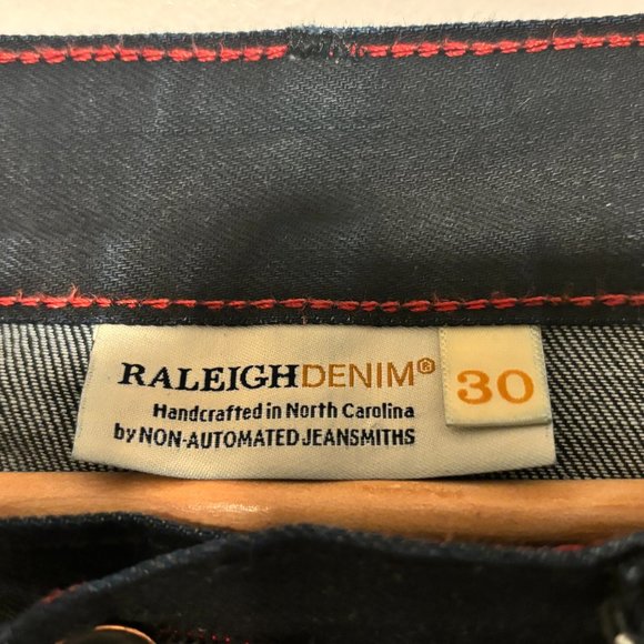 Raleigh Denim Slim Fit Raw Denim Button Fly Black Jeans Indigo Undertones 30 - Picture 3 of 10